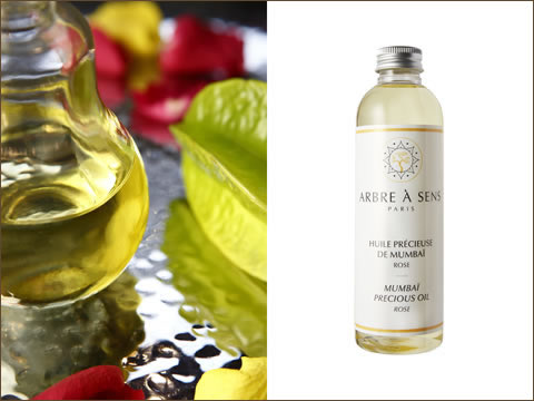 Huile précieuse de Mumbaï - Huile d'amande douce – Parfum rose – Arbre à Sens Spa Paris